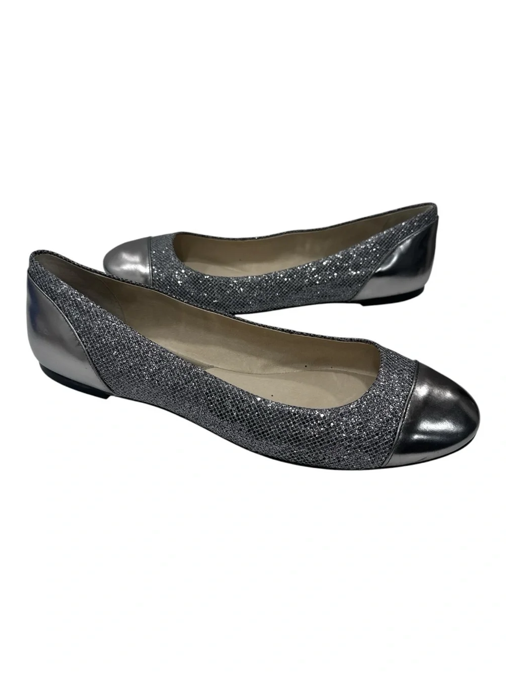 Michael Kors Silver Glitter Cap-Toe Ballet Flats size 10 M